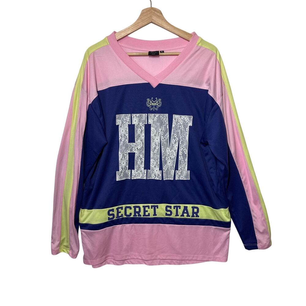 Disney Hannah Montana Hockey Jersey Y2K Graphic Top Juniors Sz XL Sold Out Rare